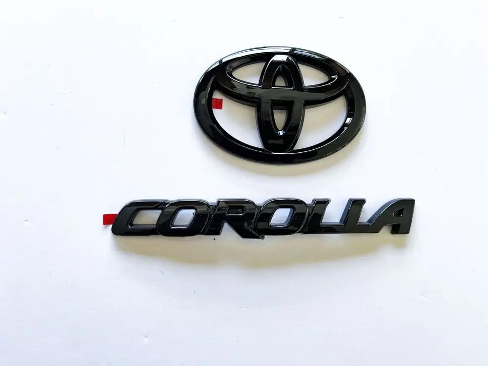 wvkzl2 ABS Overlay car logo Glossy Black EMBLEM for Toyota COROLLA 2019-2025 SEDAN  XSE SE LE Lcar accessoirr accessory PT948-02200-02