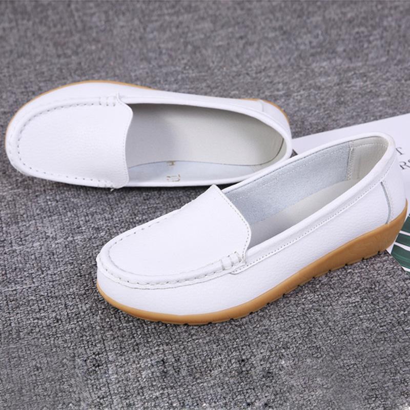 Модне нове взуття 2024 Жіночі туфлі на плоскій підошві Білі жіночі шкіряні туфлі Сліпони Жіноча платформа Зручні лофери Zapatos De Mujer Жіночі