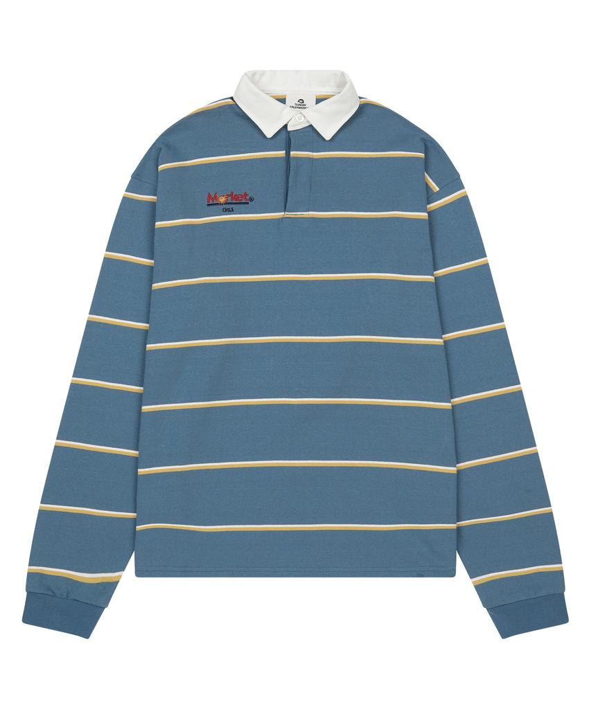 SUNDAY FRUIT MARKET W) Sun Stripe Collar Tee Blue