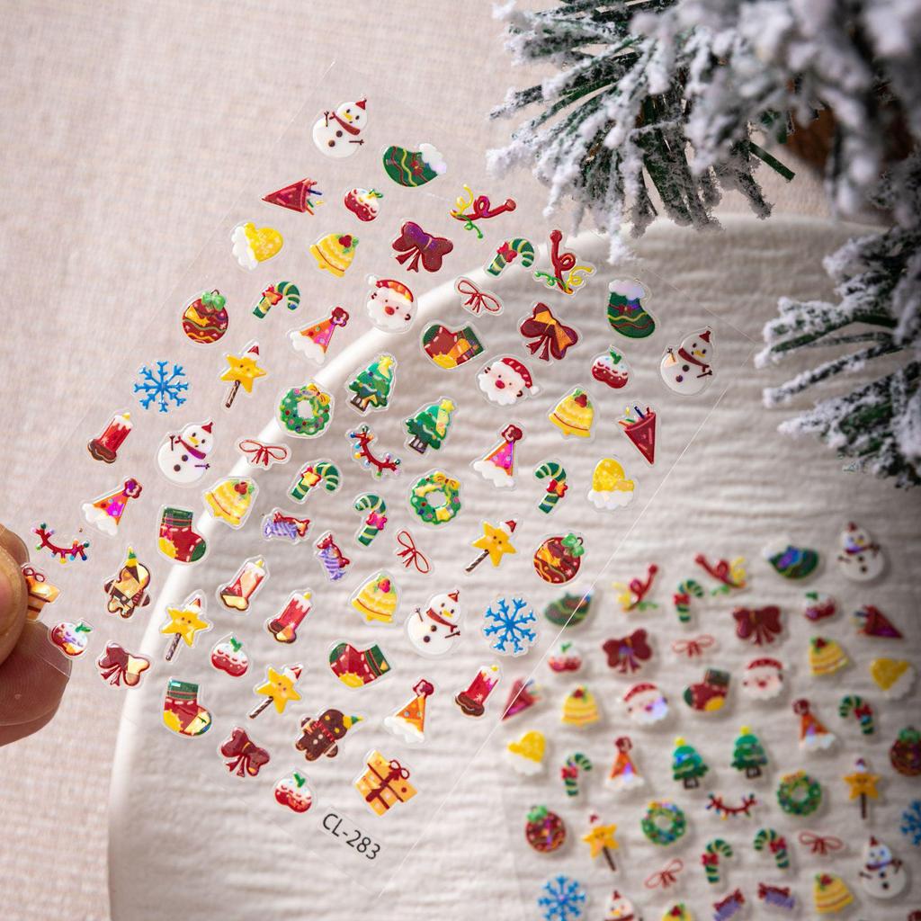 3D Christmas Nail Stickers: Trees, Reindeer, Snowflakes & Snowmen