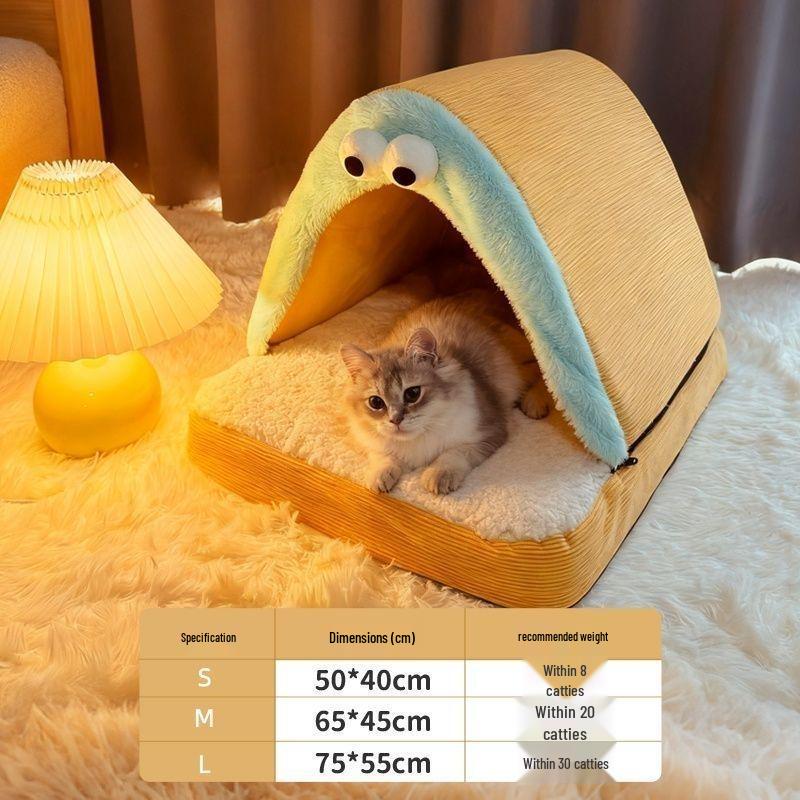 Detachable Washable Warm Pet Bed & Enclosed Tent for Dogs and Cats