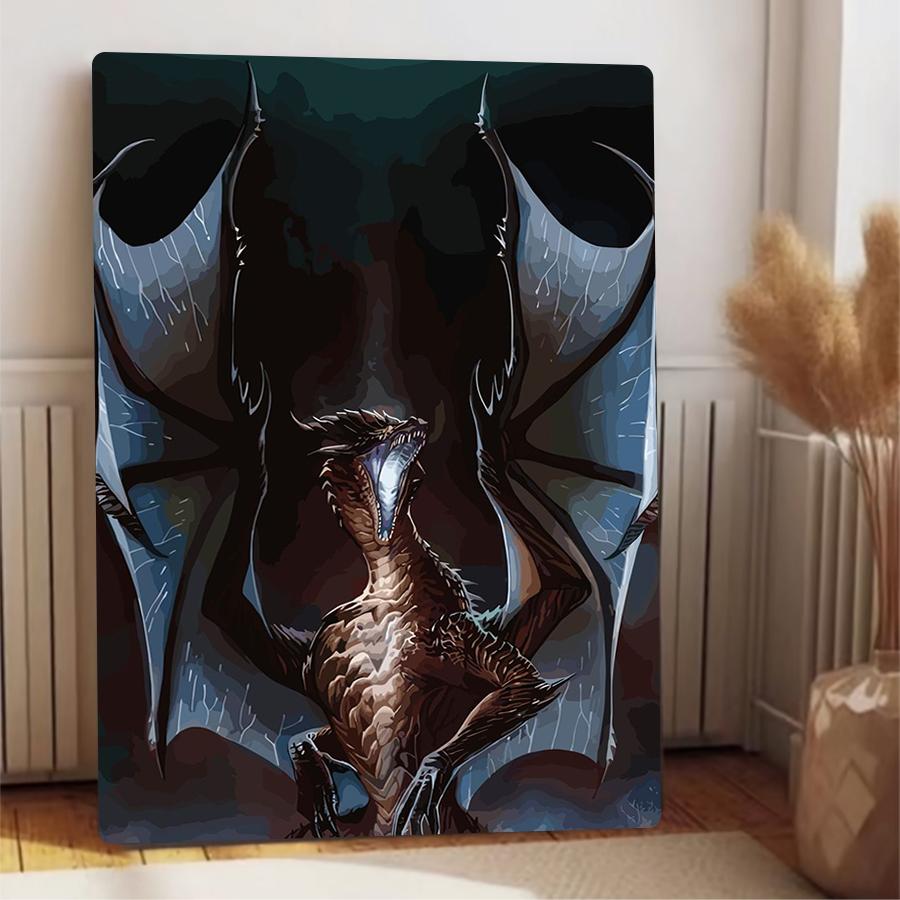 Vintage Dark Style Fire Dragon Metal Wall Art Living Room Study Decor Relief Craft