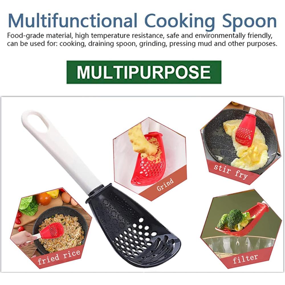 Multi-functional kitchen cooking spoon - suitable for egg yolk separator, grinder, macher, filter, skimmer, spoon - heat-resista