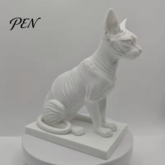 Fine Texture Cat Decor Simulated Hairless Car Model, Realistic Sphynx Figurine Collection, Office Desk Accessory Science Educational Prop, Desktop