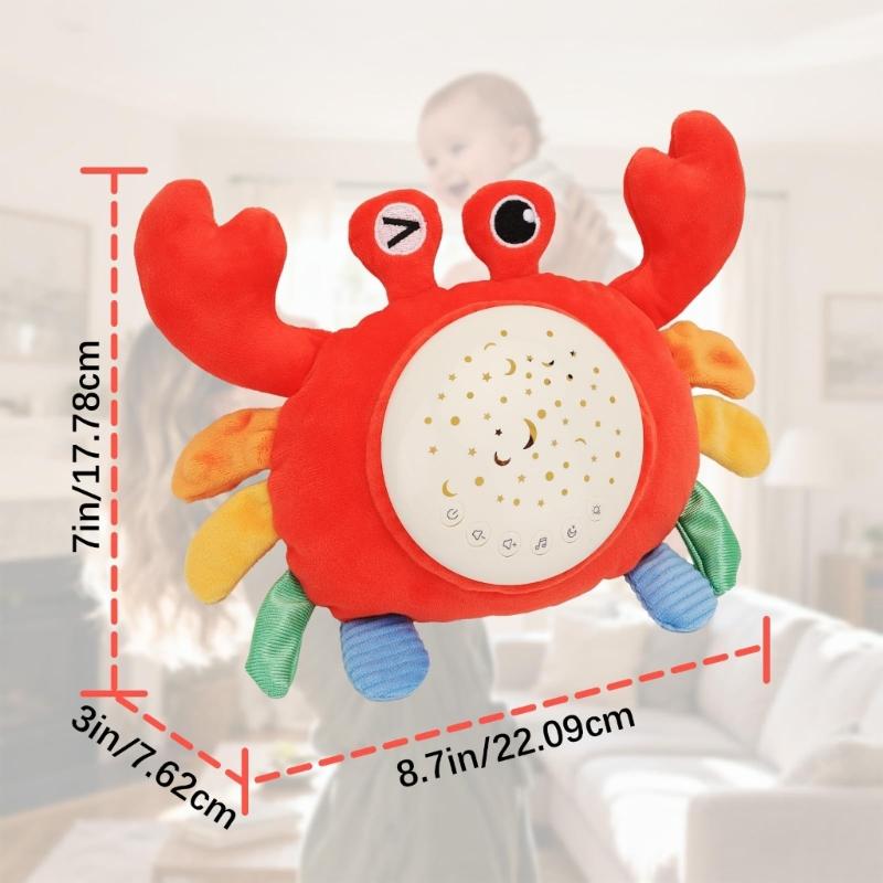 Kids White Noise Sound Machine with Baby Night Light Star Projector for Baby Sleepings Soother Crabs Plush Toy Gift