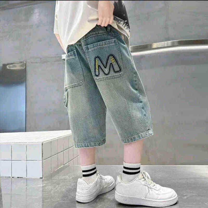 

Детские джинсовые шорты тонкие корейские джинсы бриджи для мальчиков прямого кроя средней длины модные брюки 180