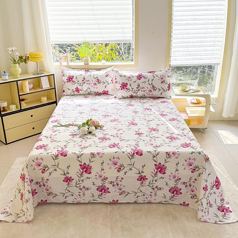 Double Person Cotton Bed Sheet for Summer - Skin-friendly, Student Dormitory Bedding