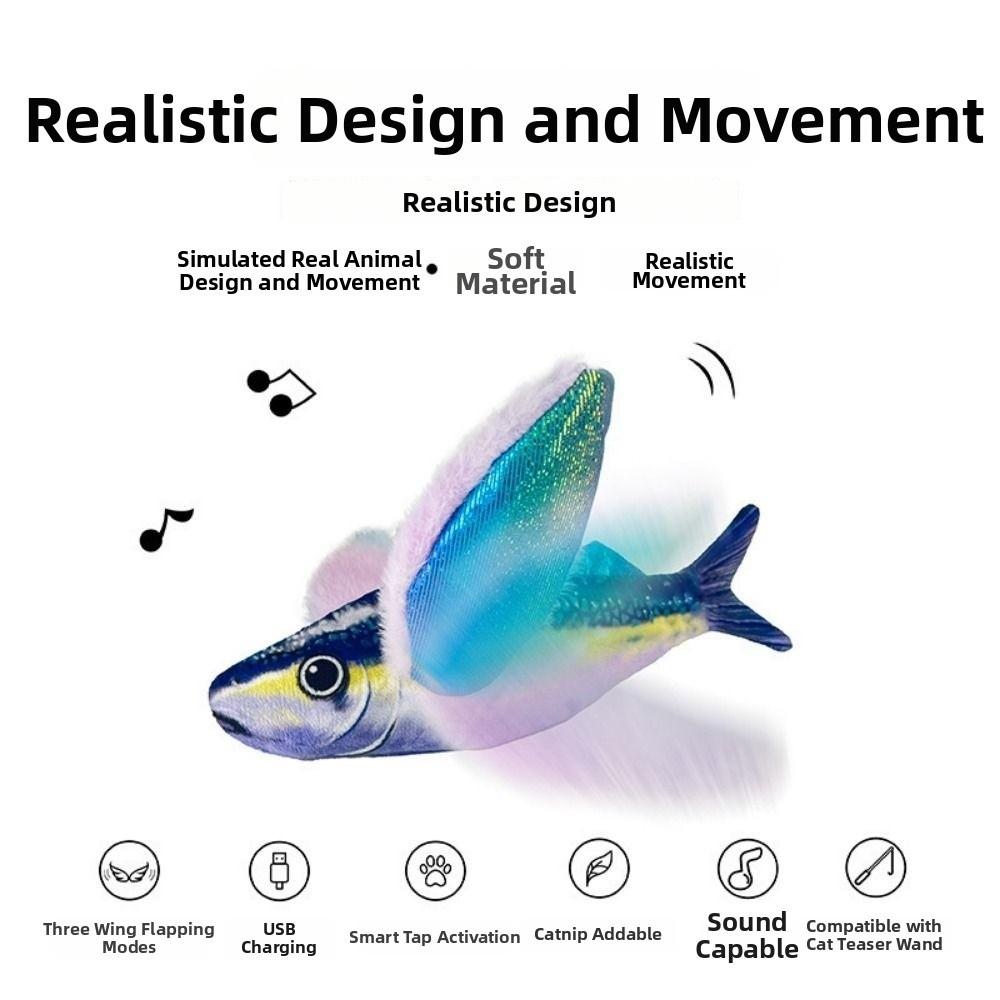 Plush Interactive Cat Toys Fish Shaped No Flying Flapping Fish Cat Toys Lightweight Colorful Electric Fish Toys for All Ages