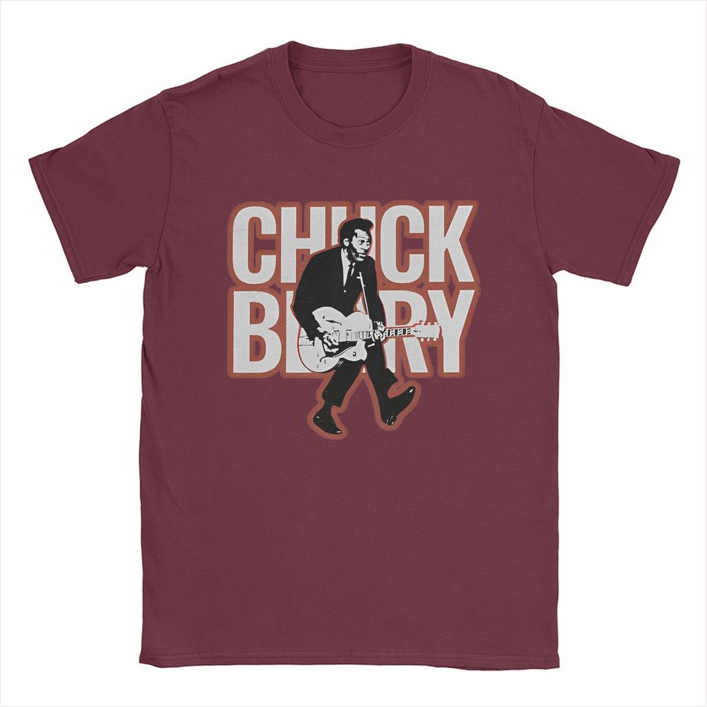 Koszulki z karykaturą Chucka Berry'ego w stylu vintage Męska koszulka bawełniana z okrągłym dekoltem Piosenkarz Muzyk Gitarzysta Koszulka z krótkim rękawem Oryginalny produkt