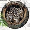 Retro Owl Family Tree Hole Wooden Sign - Rustic Decorative Plaque for Home & Office Decor - Ideal Window Hanging Ornament - Perfect for Room Decor
