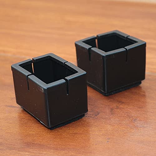 ASKRefine Chair Leg Covers, Set of 8, Square 16-21mm x 37-42mm, Black, with Felt, Chair Leg Caps, Guards, Noise Reduction, Prevents Floor Scratches (S