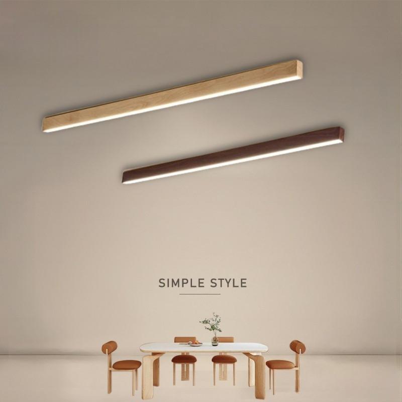 Nordic Style Living Room LED Linear Ceiling Light Hallway Long Ceiling Lamp Liner Lamp Natural Wood Finish Balcony Light