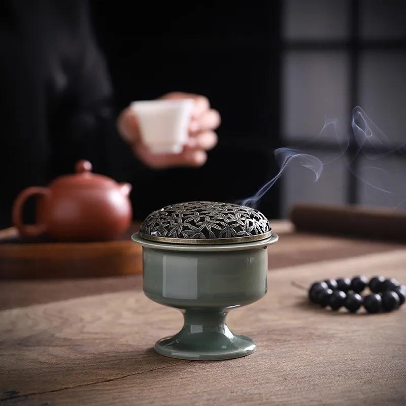 

Керамическая курильница для благовоний для дома, сандаловое дерево, агаровое дерево, благовонная курильница, чайная церемония, украшение стола, поклонение Будде, предметы для жертвоприношений