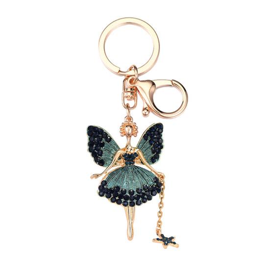 Flower Fairy Keychain Rhinestone Butterfly Wings Fairy Charm Cute Sparkly Keychain Bag Charm Gift for Women Girls