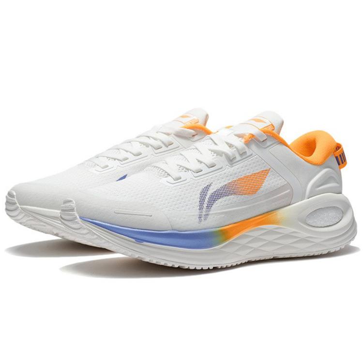 New LINING Furious Rider 6.0 Essential Running Shoes Men Low Top Mist White/Fluorescent Mango Orange ARZS003-1