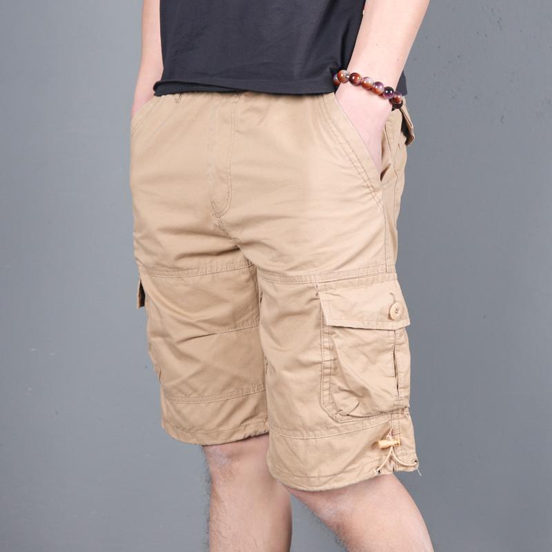 Men s Cargo Shorts Leisure Short Pant for Male Loose Multi-pocket Tooling Men 7-inch Cargo Shorts Pants XS хаки