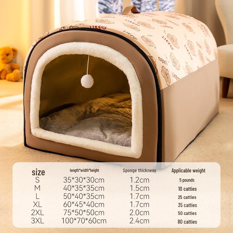 Doghouse Thickened Removable & Washable Large Dog Mat - Winter Warm Nest