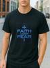 Faith Over Fear Tech Style Graphic T-Shirt Christian Cross Design Unisex Tee