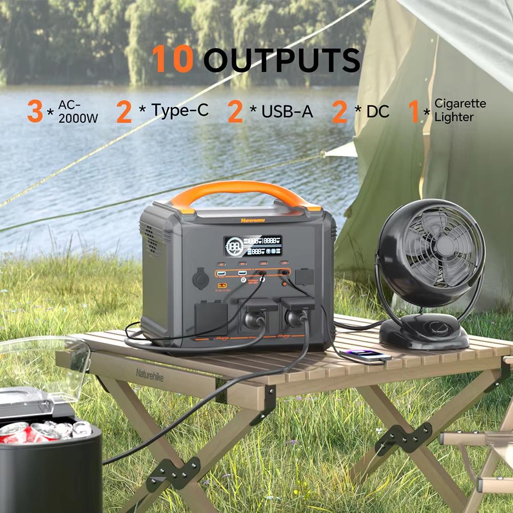 NEWSMY S1210 Station d'énergie portable 2000W, Crête 3000W, Batterie LiMnFePO₄ 1102,5Wh, Charge rapide AC 1300W, Générateur solaire MPPT
