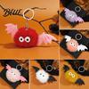 Stylish Animal Print Pendant Halloween Bat Plush Keychain Cute Devil Furry for Multifunctional Car Key Accessory Bag Keys Vintage Silver Alloy Ring,
