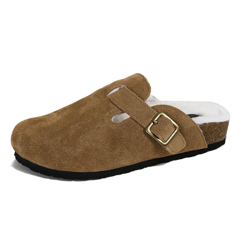 2024 Winter Shoes for Women Genuine Leather Boots Warm Plush Casual Birken Shoes Girl Retro Outdoor Plush Slipper