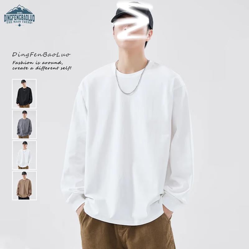 Dingfengbaoluo Men s Pure Cotton Long Sleeve Crew Neck T-Shirt SK260 M