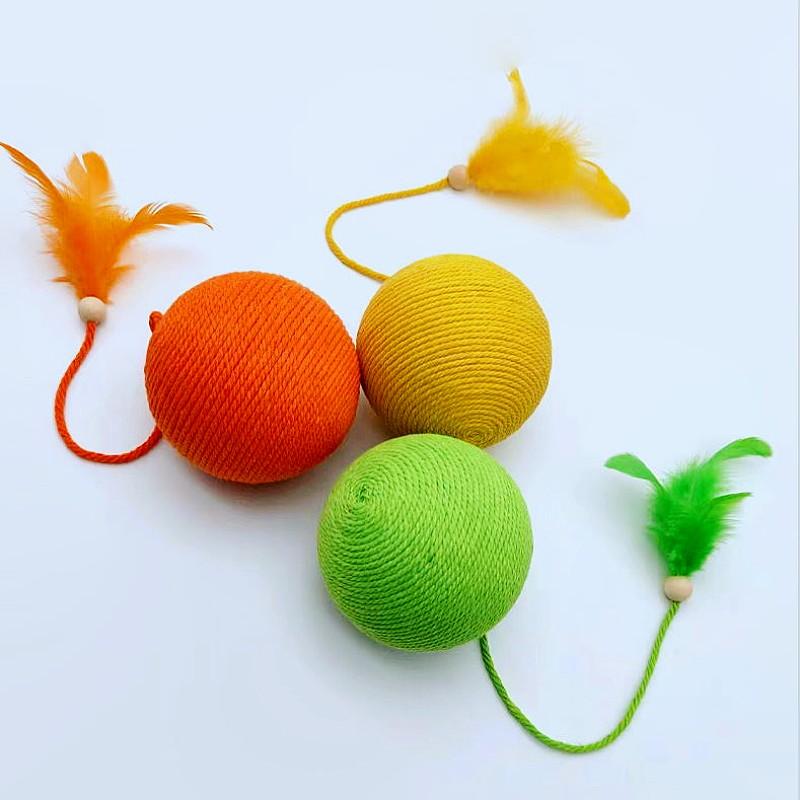 Cat Toy Feather Cat Toys Interactive Large Cotton Rope Ball Toys for Cats Sticks Cats Toy with Bell Teeth Grinding Pet Products