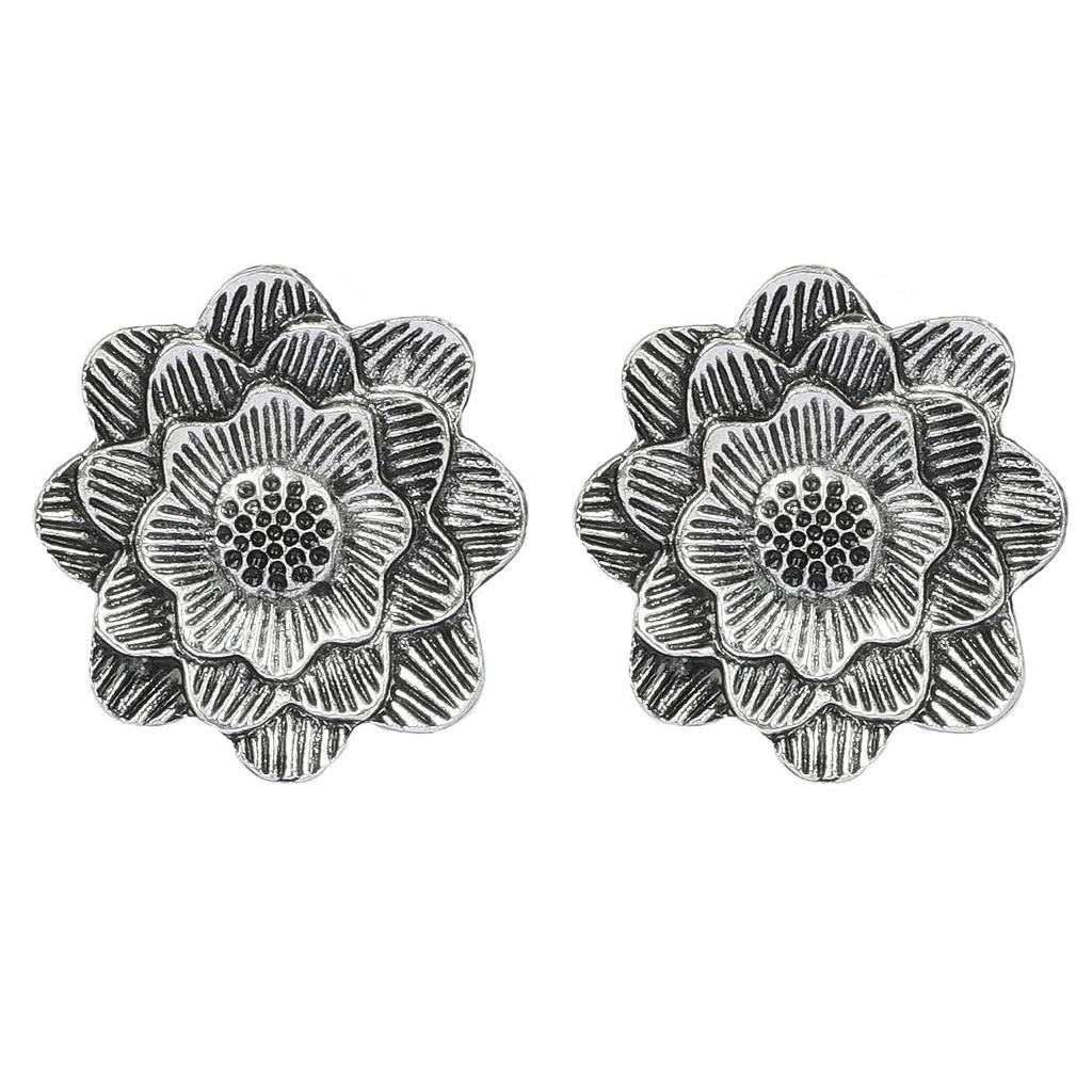 Shining Diva Fashion Latest Stylish Traditional Oxidised Silver Necklace Jewellery Set for Women