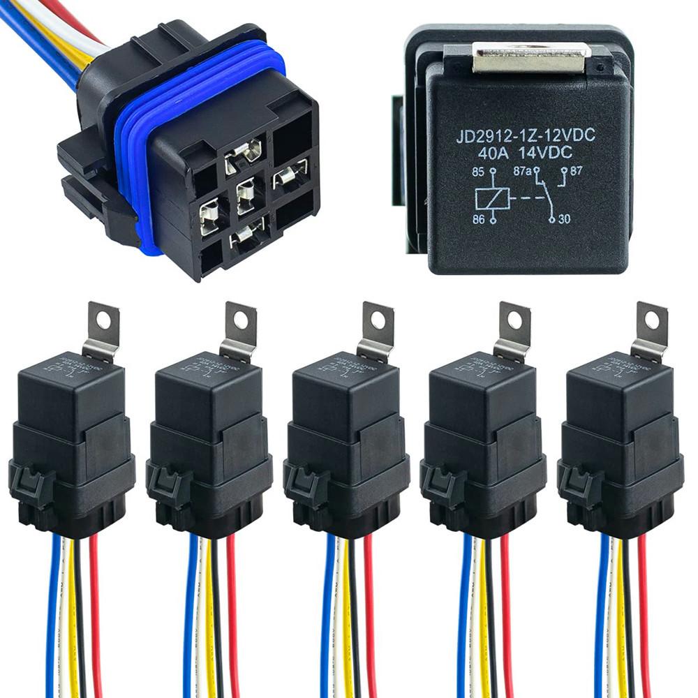 

5PCS 40 80A 4 5 pin DC12V 24V Automotive Relay with Car relay Socket Heavy Duty For Truck Car Van Motorcycle Boat Relay 5pcs 40A24V4PIN