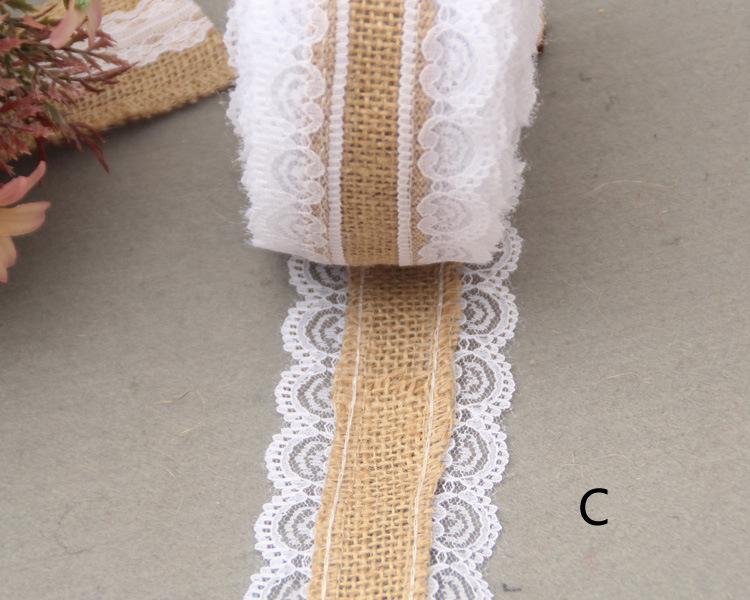 Lace Burlap Roll with Hemp Rope and Satin Ribbon Edges for DIY Christmas Crafts