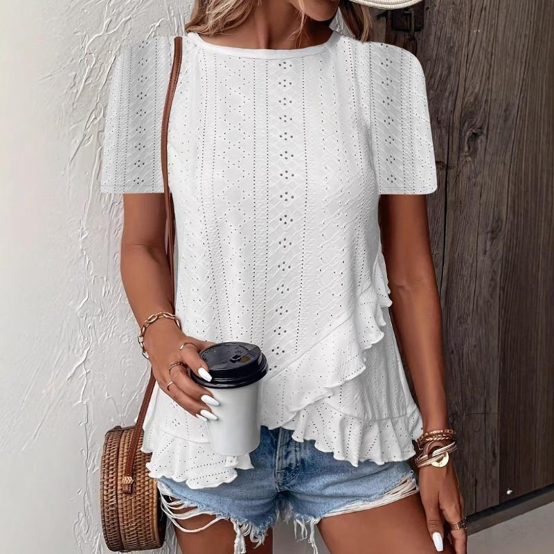 Modă nouă de primăvară și vară pentru femei, tricouri casual cu mânecă scurtă și gât rotund, în culori uni