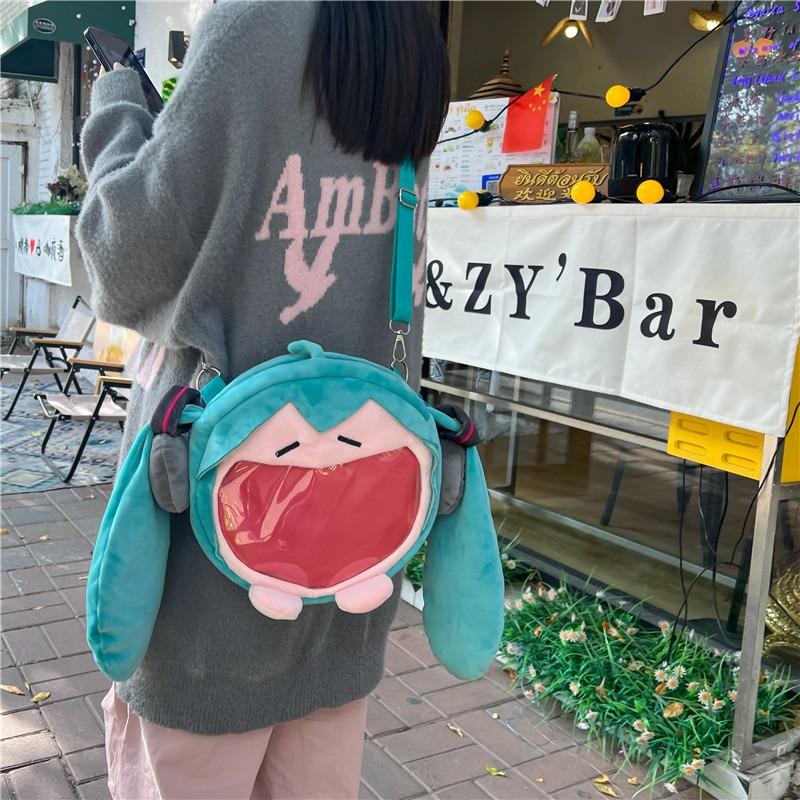 Cute girl two-dimensional cute little girl messenger bag doll backpack student schoolbag transparent bag