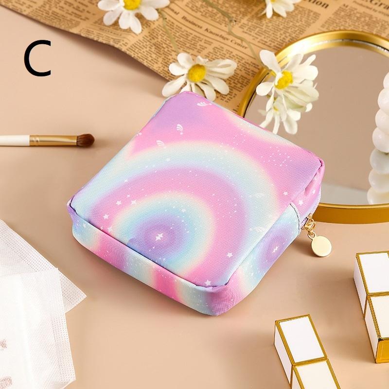 Borsa Porta Assorbenti con Gradiente, Pochette Mestruale Portatile, Organizer Impermeabile per Cosmetici per Tampax Assorbenti, Mini Custodia per Auricolari