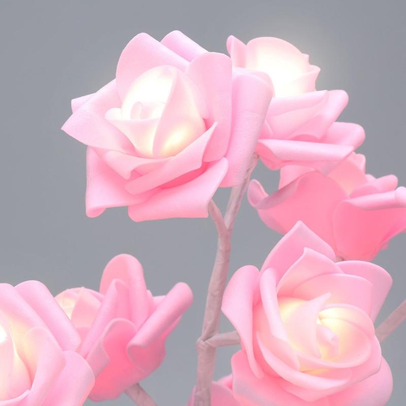 LED White Rose Flower Night Rose Bedroom Night Lamp Home Lamp Decor Simulation Tree Christmas Wedding | LED Table Lamps