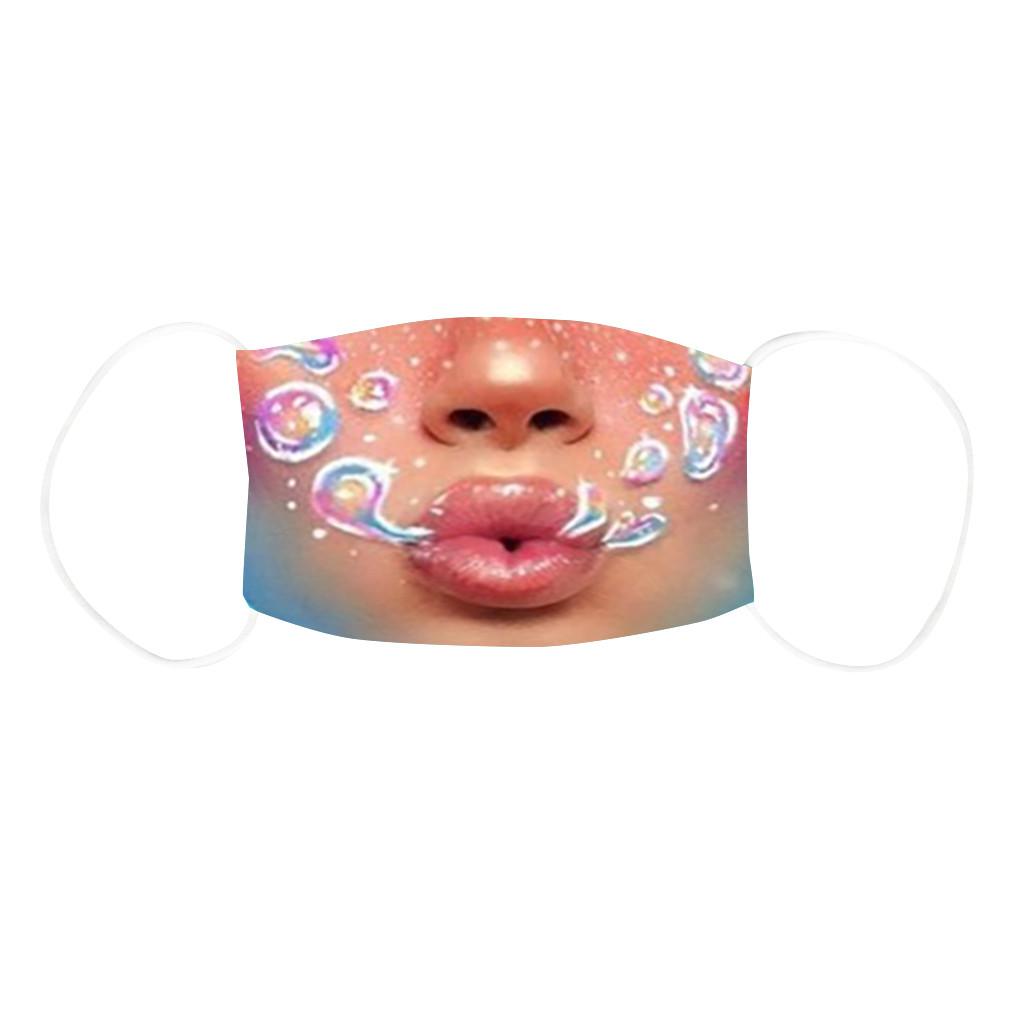 Reusable Dust Mask with Exaggerated Makeup Print for Women Washable Face Covering Adjustable Ear Loops Comfortable Fit