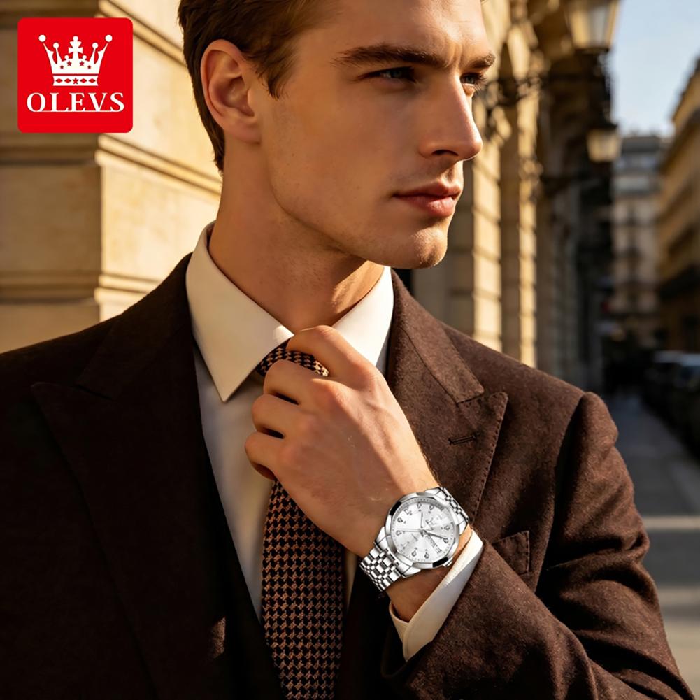 OLEVS 3759  Classic Business Business Stainless Steel Man Classic Business Calendar Luxury Man Quartz Watch