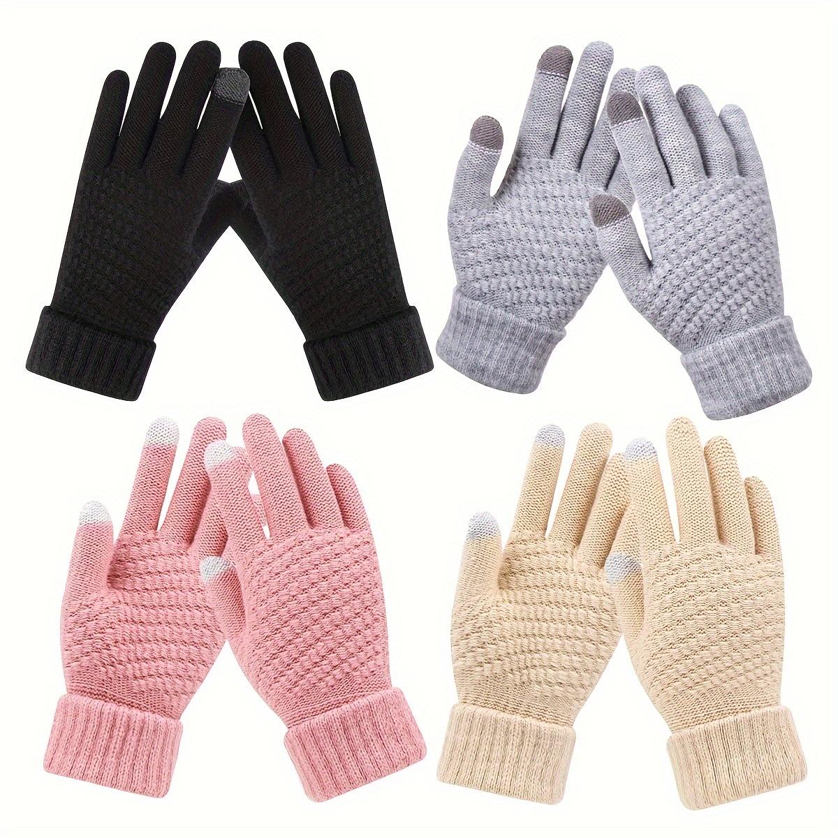 

4 Pairs Women s Winter Touchscreen Gloves with Cashmere Lining, Elastic Cuff Short Texting Gloves for Cold Weather