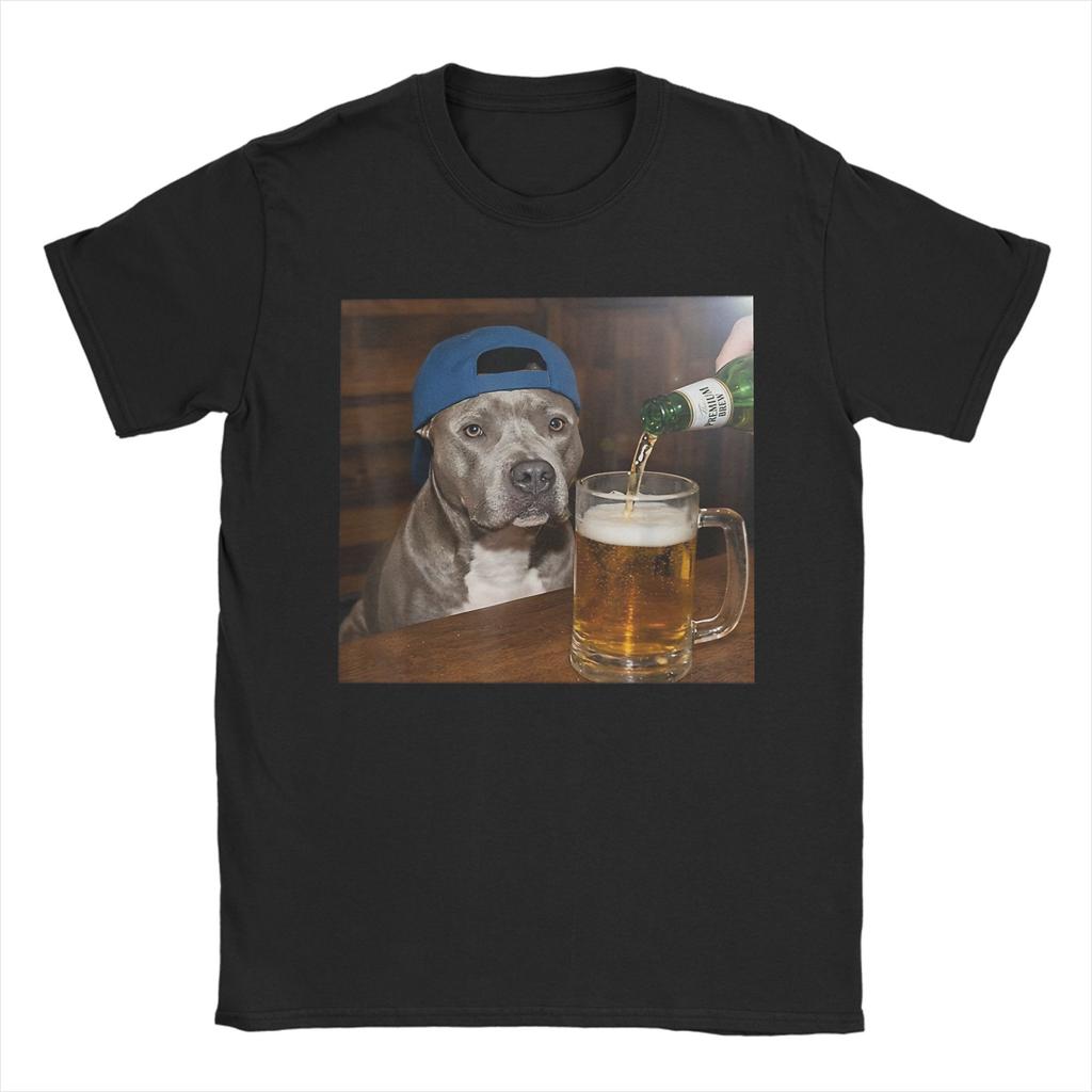 Unisex Unisex T-Shirt Lustiger Patriotischer Zwergspitz Hund Trinkt Bier Amerikanische Reine Baumwolle T-Shirts Rundhals Kleidung Große Größen