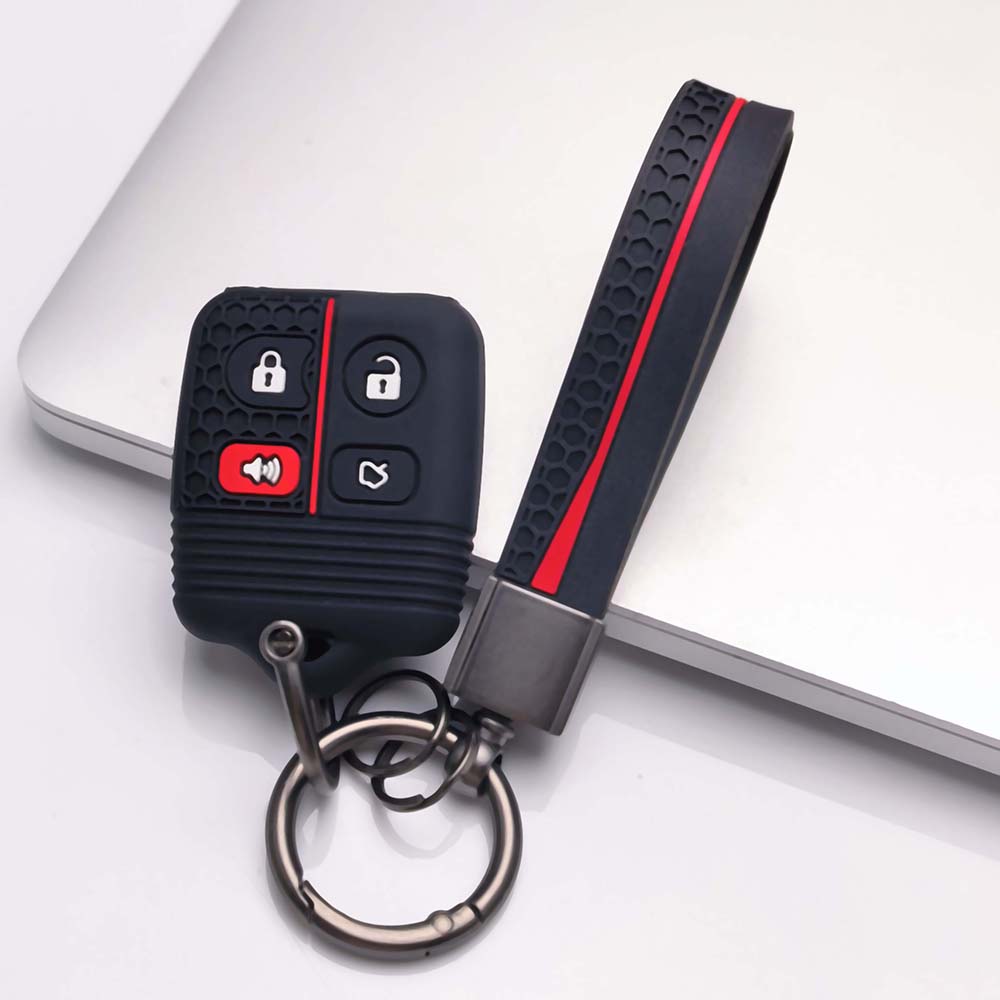 Silicone Car Key Cover Fob Case with Keychain for Ford F150 F250 F350 Explorer Mustang Escape Edge Ranger Focus Expedition