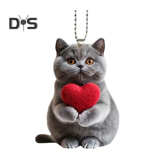 Acrylic Cat Pendant Hanging Decoration with Lanyard Easy To Hang Rearview Mirror Ornament 2D Decorative Car Accessory