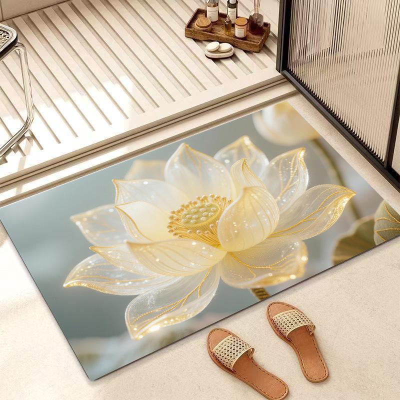 Non-Slip Chinese Lotus Diatom Mud Bath Mat: Water-Absorbent & Cuttable