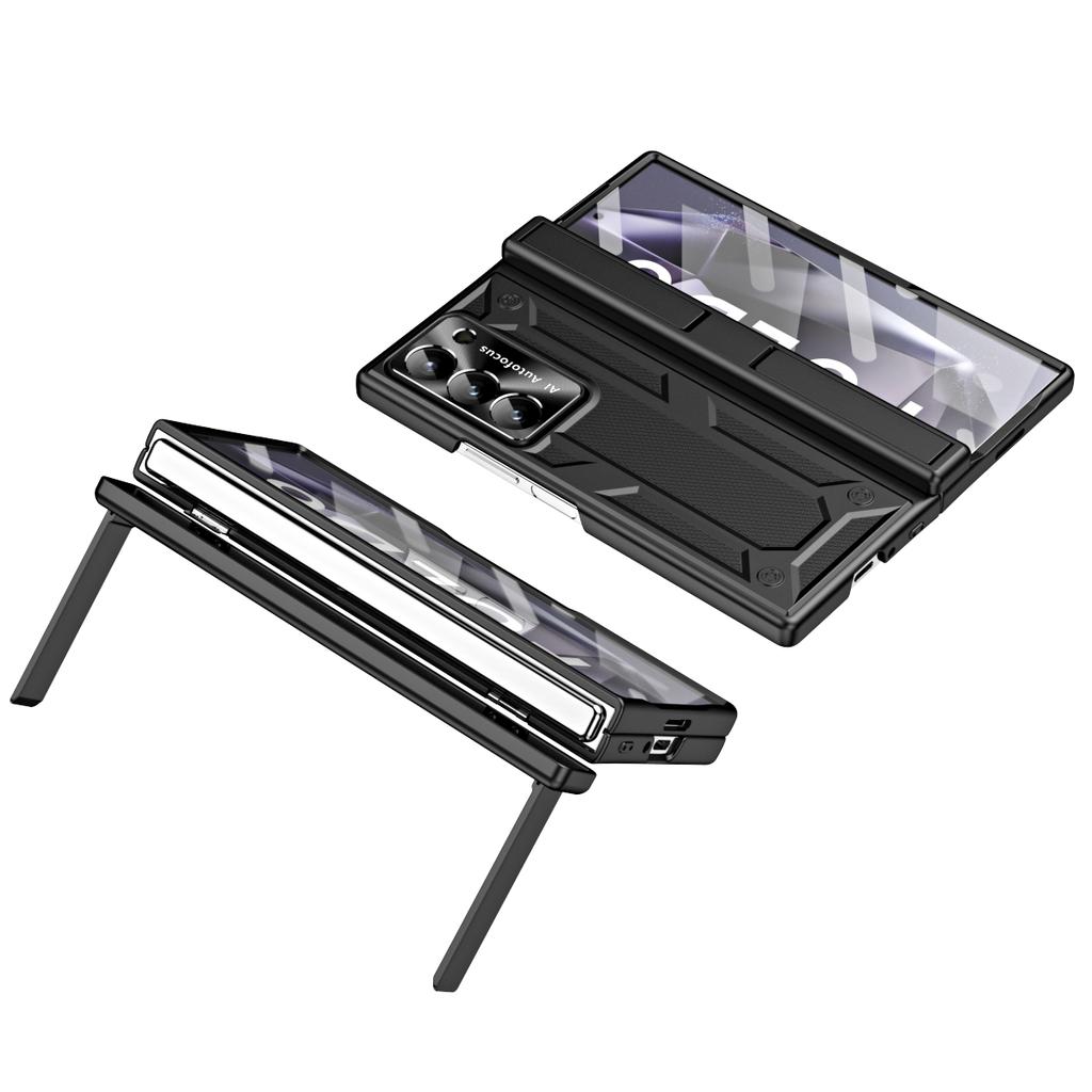 Double Stand for Samsung Galaxy Z Fold 6 Case Glass Film Spring Hinge Lens 360 Protection Cover Transparent Mental Shockproof