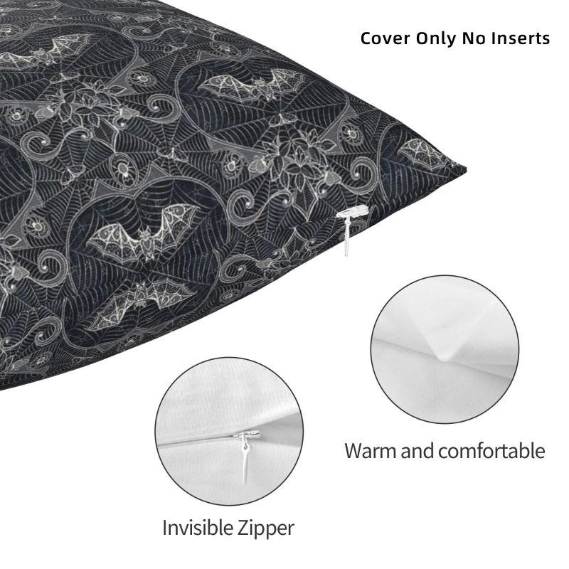Custom Gothic Halloween Lace Bats Cushion Cover 45x45 Cm Polyester Throw Pillow Case For Sofa Living Room Decoration Pillowcase