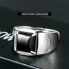 S925 Silver Plated Men's Black Agate Domineering Open Ring with Faux Gem