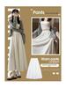 Mori Style White Midi Skirt for Women, Summer 2025, High-Waisted A-Line, Slimming, Mid-Length, Pleated, Elegant Design