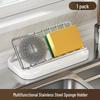 Stainless Steel Dish Drying Rack with Sponge, Scrubber, and Cleaning Cloth Holders