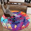 1pc Anime Wolf Round Carpet Office Chair Mat, Non Slip Rug for Home Decor, Gift, Office, Living Room, Bedroom