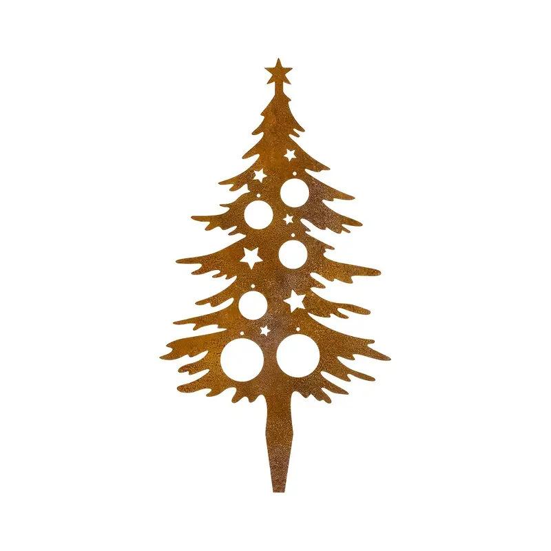 1pc Rustic Metal Christmas Tree Yard Decoration Stake - Durable Outdoor Holiday Decor for Garden, Patio, and Bonsai