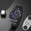Trendy Fashion Herren Kalender Uhr Edelstahl Uhr Student Uhr Casual Quarz Uhr Männer