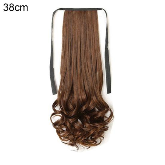 38/48/58 cm langes, gerades, lockiges Pferdeschwanz-Haarteil mit Clip-in-Haarverlängerung
